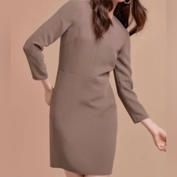 NWOT Aritzia Wilfred Chalet Brown Vilard Long Sleeve Crewneck Round Neck Dress 0 - Picture 4 of 12